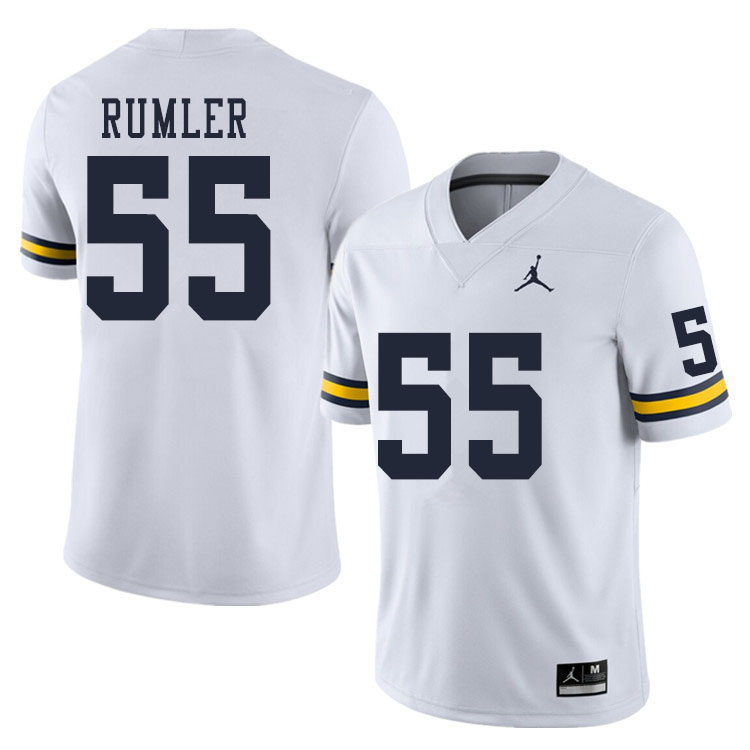 Men #55 Nolan Rumler Michigan Wolverines College Football Jerseys Sale-White